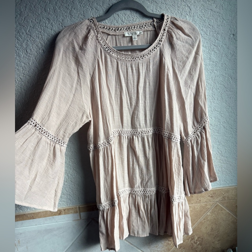 Spense Cream Blouse with Crochet Details